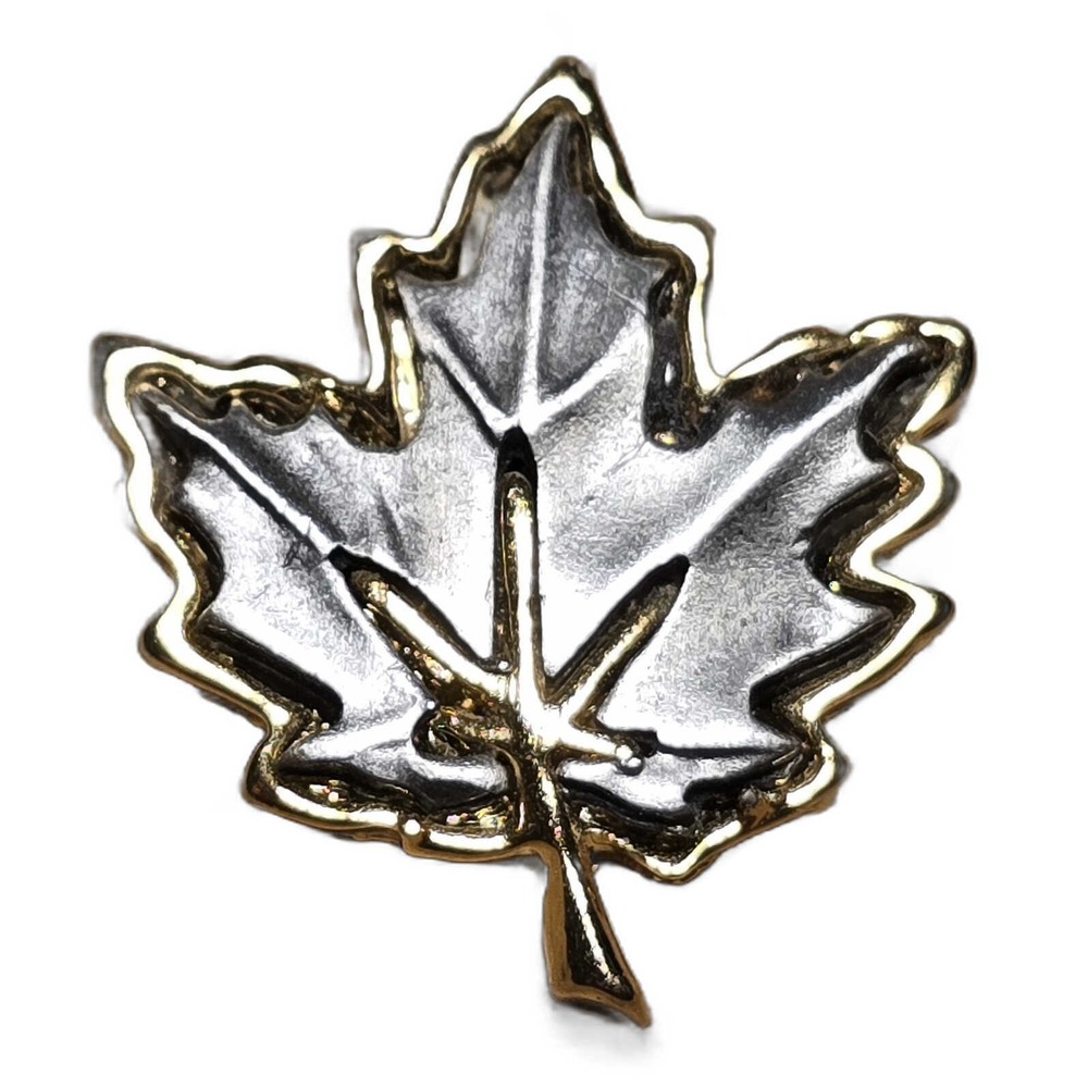 FAF Designs Two-Toned Maple Leaf Botanical Backpack Bag Lapel Vest Hat Pin F35